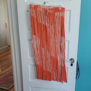 Cato Orange and White Striped Maxi Skirt